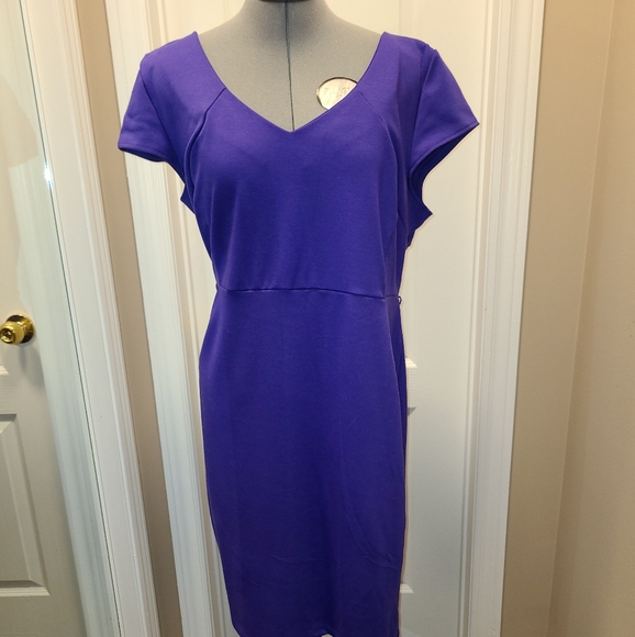NWOT Purple XL midi dress with short sleeves - Picture 1 of 3
